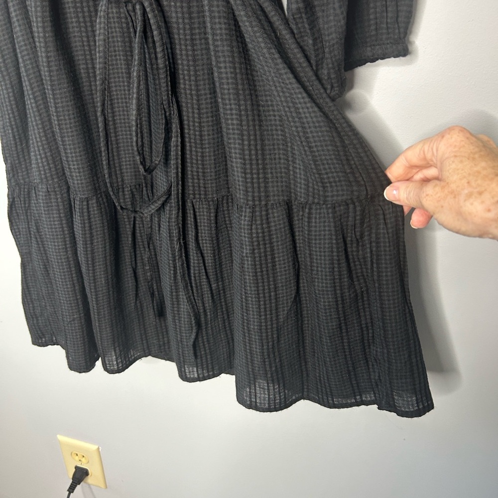 LOFT Black Long Sleeve Dress with Tie Waist Petite Large - Picture 7 of 7